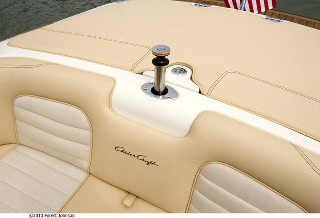 Attention to detail is obvious throughout the 2011 Chris-Craft range. This superb upholstery aboard the Launch 20 is typical of the craftsmanship employed.  © Forest Johnson